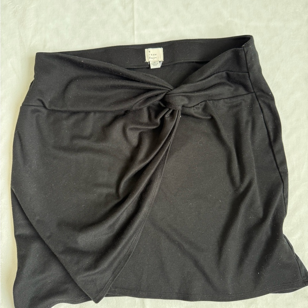 a new day Black Mini Skirt with Knot Detail
